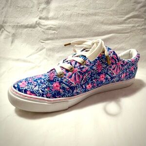 Lilly Pulitzer Lux Hallie Floral Canvas Sneakers - Pink and Blue
